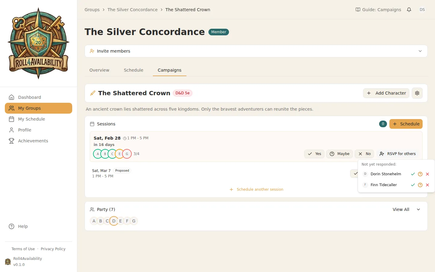 RSVP on behalf of another player