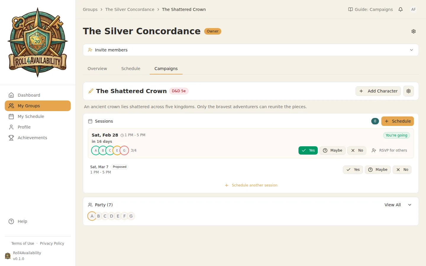 Session RSVP summary