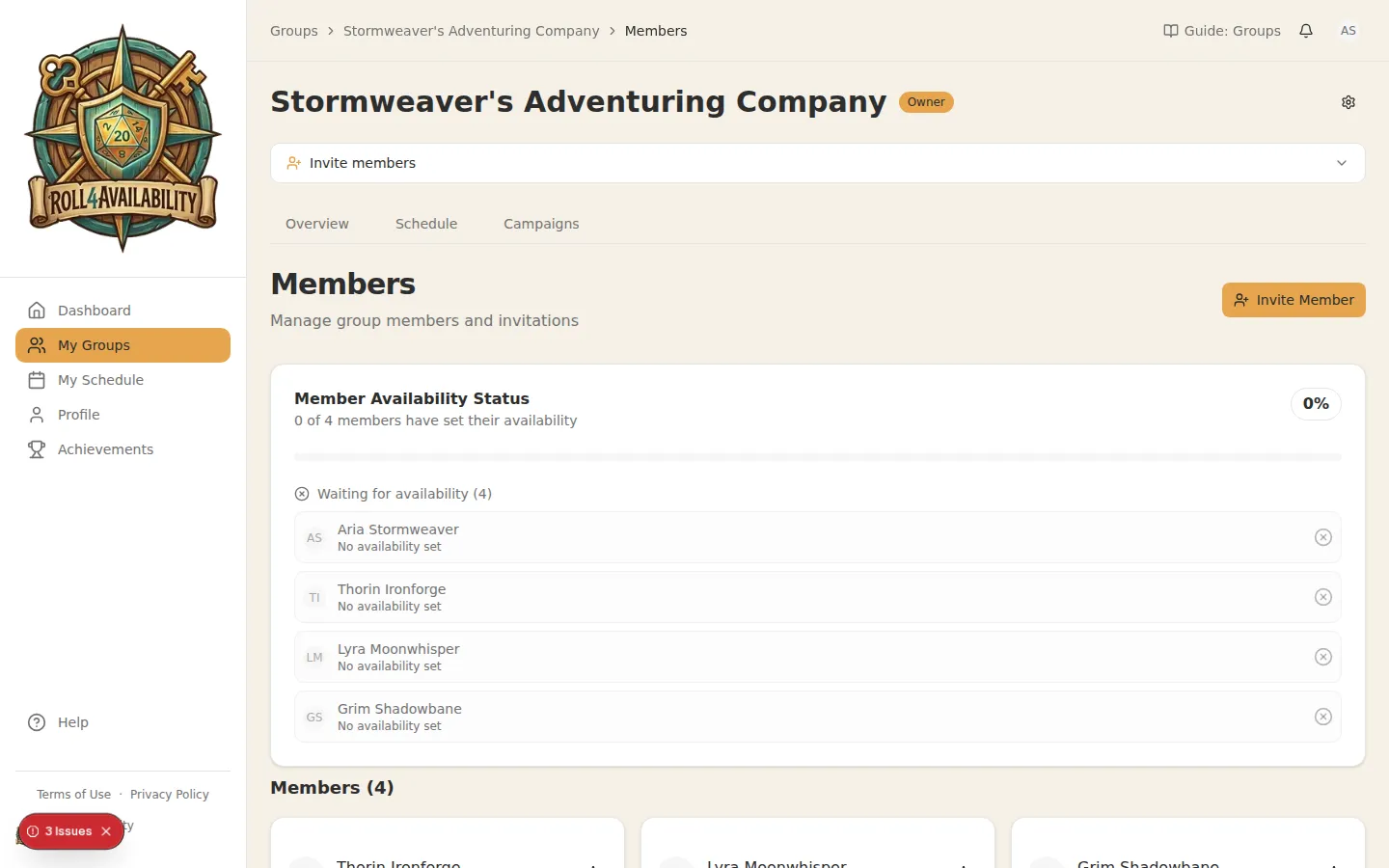Group members list